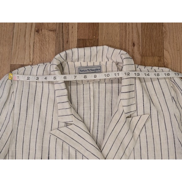 Vintage Norton McNaughton Linen Skirt Suit Ladies Small Cream W Black Stripes - Picture 7 of 16